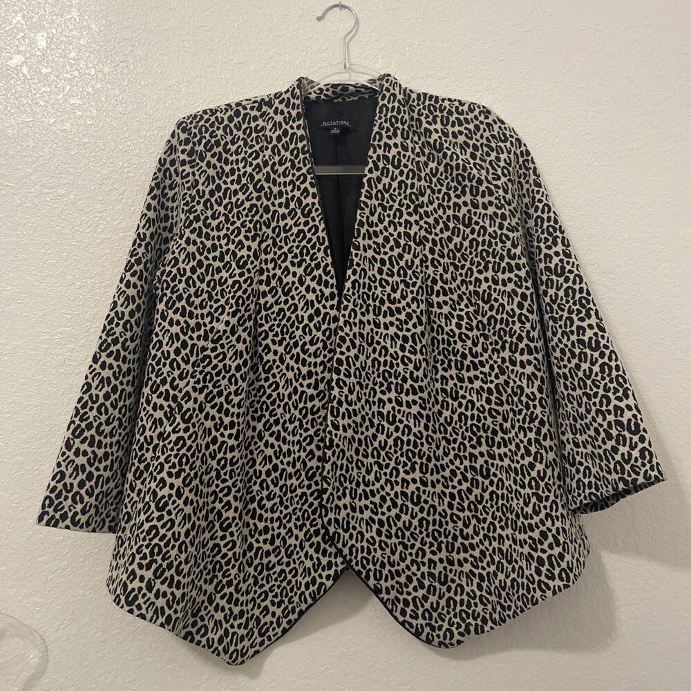 NOTATIONS Women’s M Medium Cheetah Print Blazer Cardigan Top Career